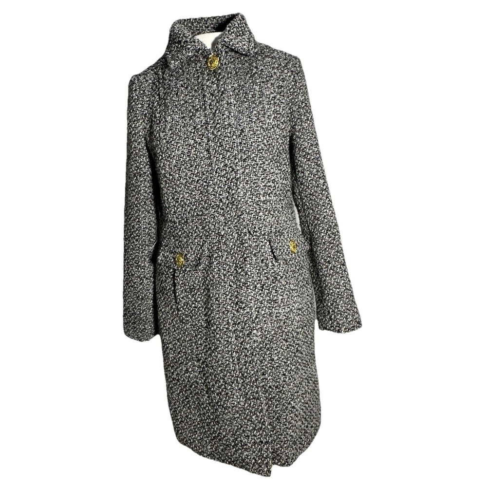 Sam Edelman Black & White Coat Women's Size Small Wool Blend Button Up Pockets